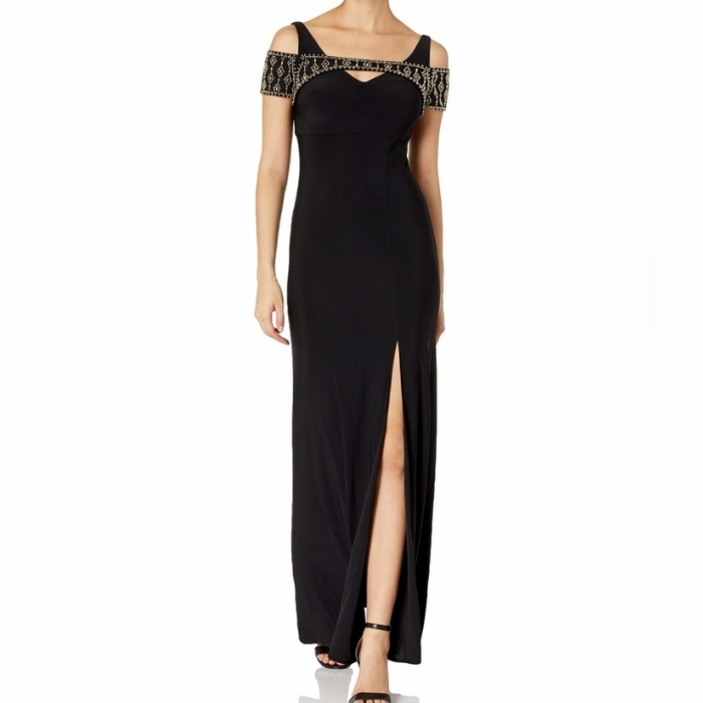 Unique Black Body hugging formal by Betsy Adams size 10